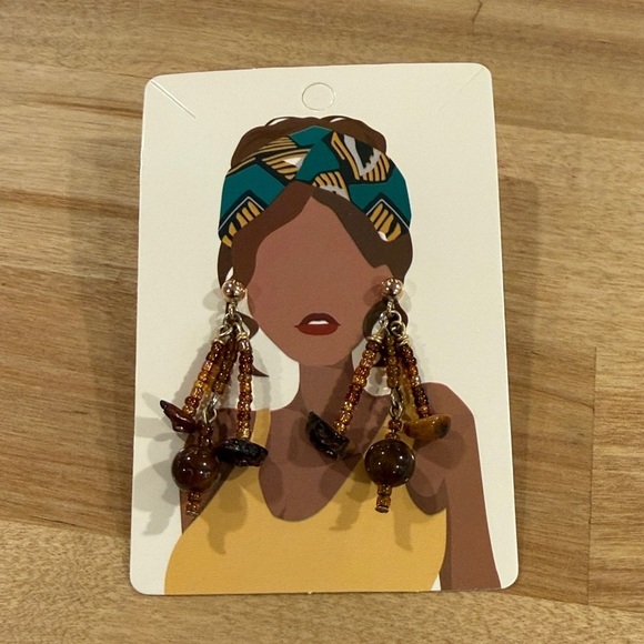 Jewelry - Brown Seabead and Tigerseye Earrings